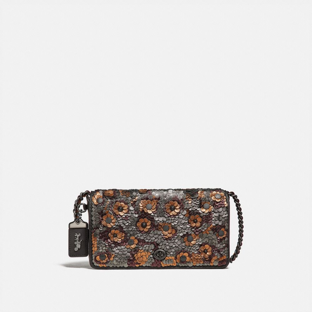 COACH F31732 DINKY WITH LEATHER SEQUIN BLACK MULTI/BLACK COPPER