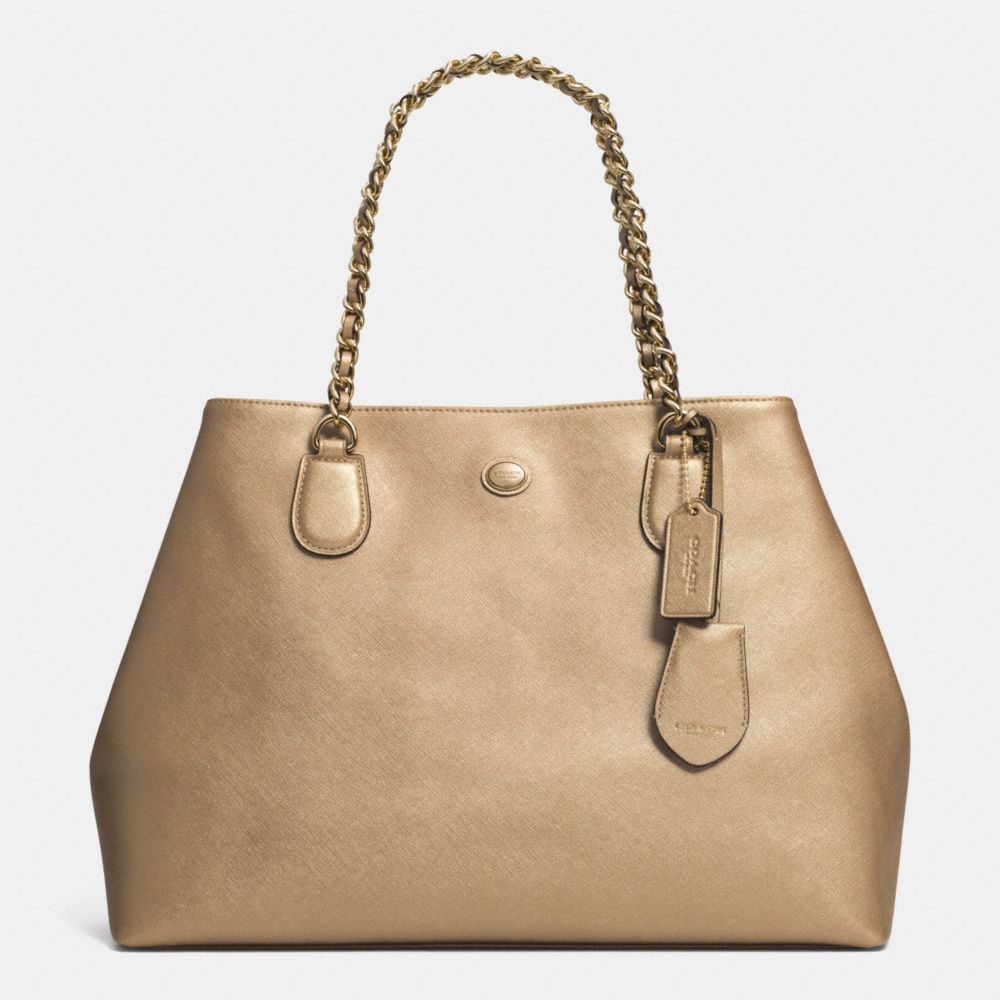 PEYTON LEATHER CHAIN TOTE - f31752 - IM/GOLD