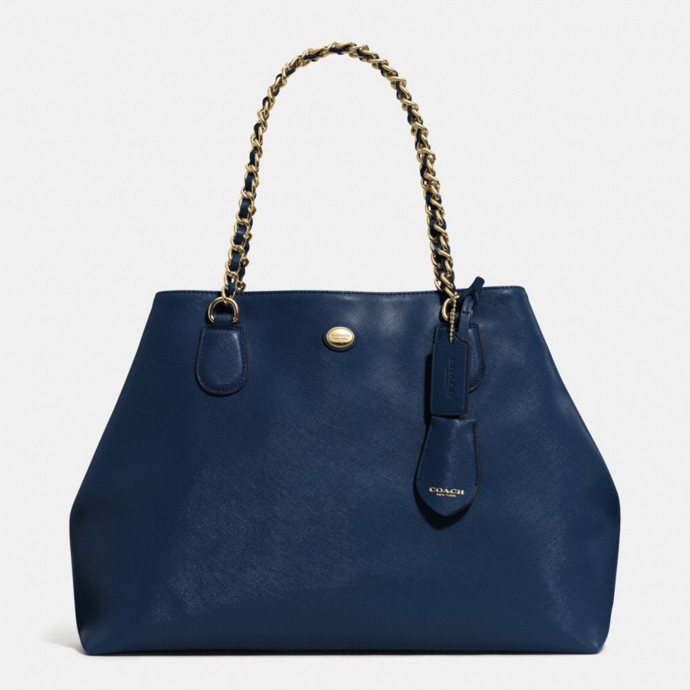 PEYTON LEATHER CHAIN TOTE - f31752 - IM/NAVY