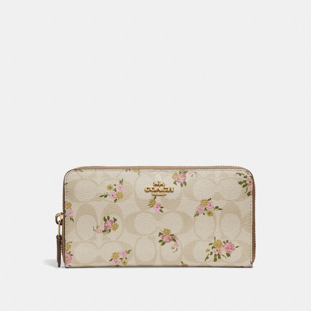 COACH F31778 - ACCORDION ZIP WALLET IN SIGNATURE CANVAS WITH DAISY ...
