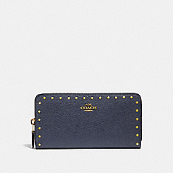 COACH F31810 Accordion Zip Wallet With Rivets MIDNIGHT NAVY/BRASS