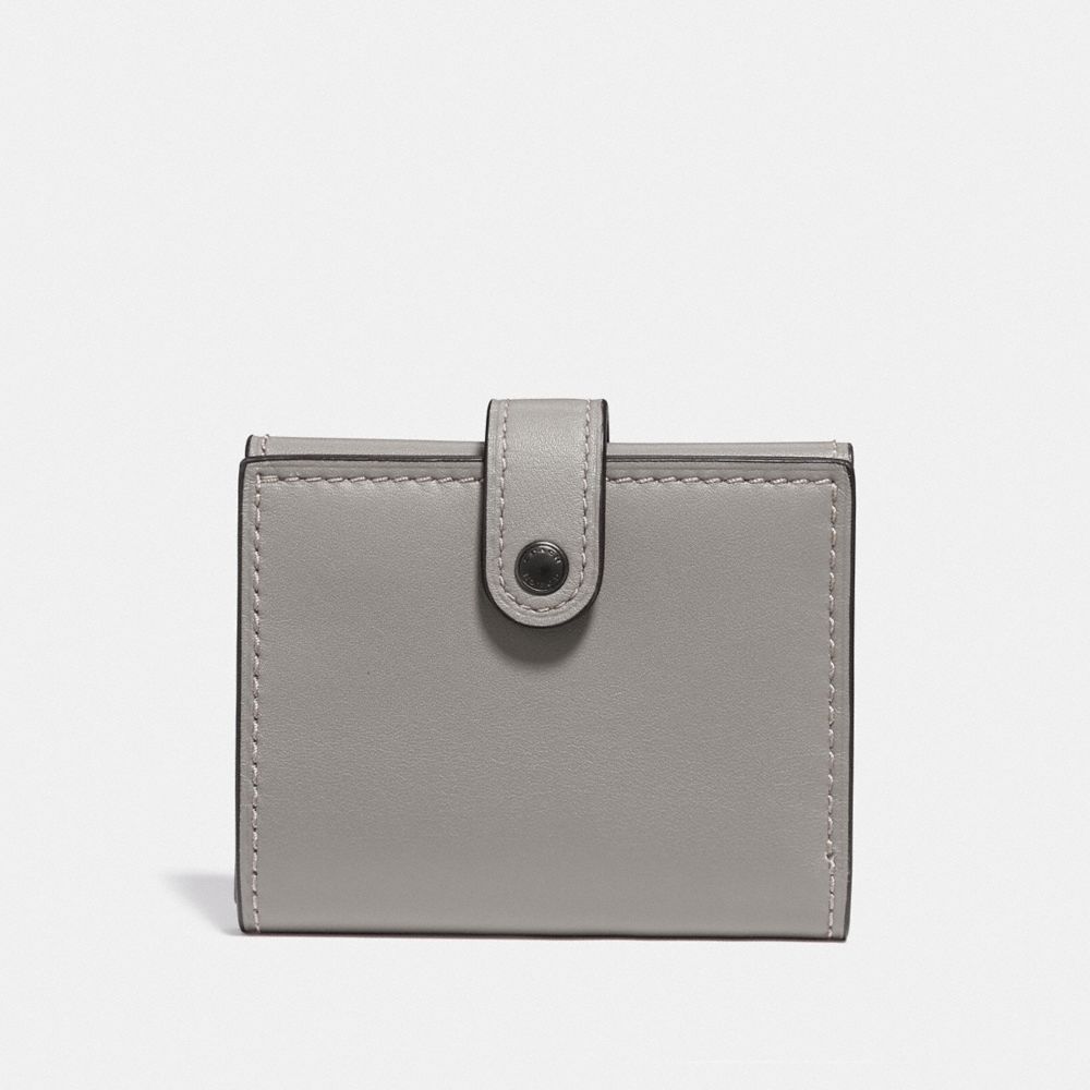 SMALL TRIFOLD WALLET WITH ROSE PRINT INTERIOR - BP/HEATHER GREY - COACH F31820