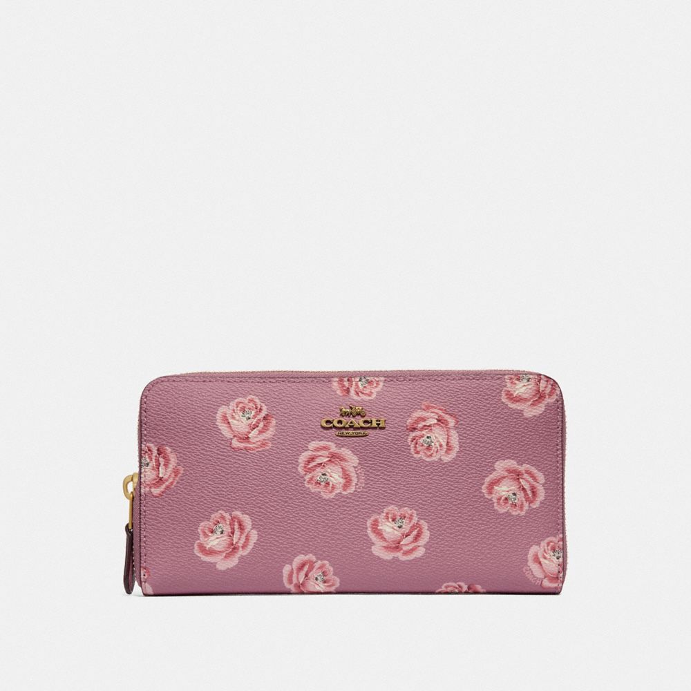 COACH F31823 - ACCORDION ZIP WALLET WITH ROSE PRINT B4/ROSE ROSE PRINT