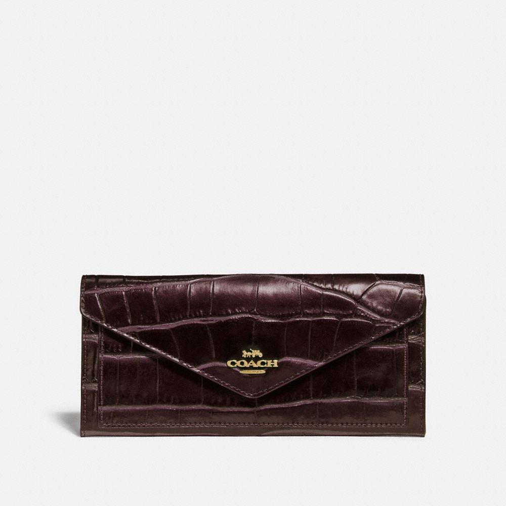 COACH F31857 - SOFT WALLET PLUM/LIGHT GOLD