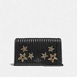 COACH F31871 Callie Foldover Chain Clutch With Quilting And Crystal Embellishment BP/BLACK