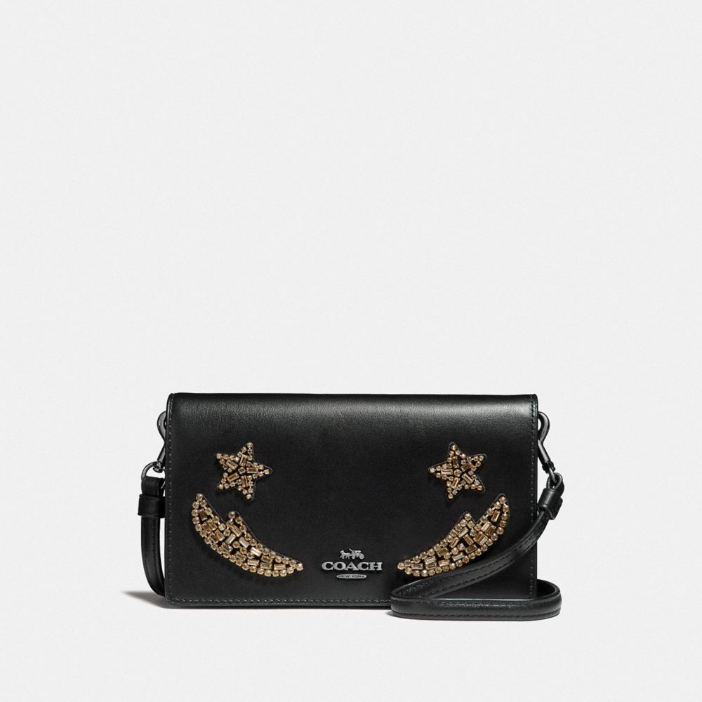 SLIM PHONE CROSSBODY WITH CRYSTAL EMBELLISHMENT - DK/BLACK - COACH F31872