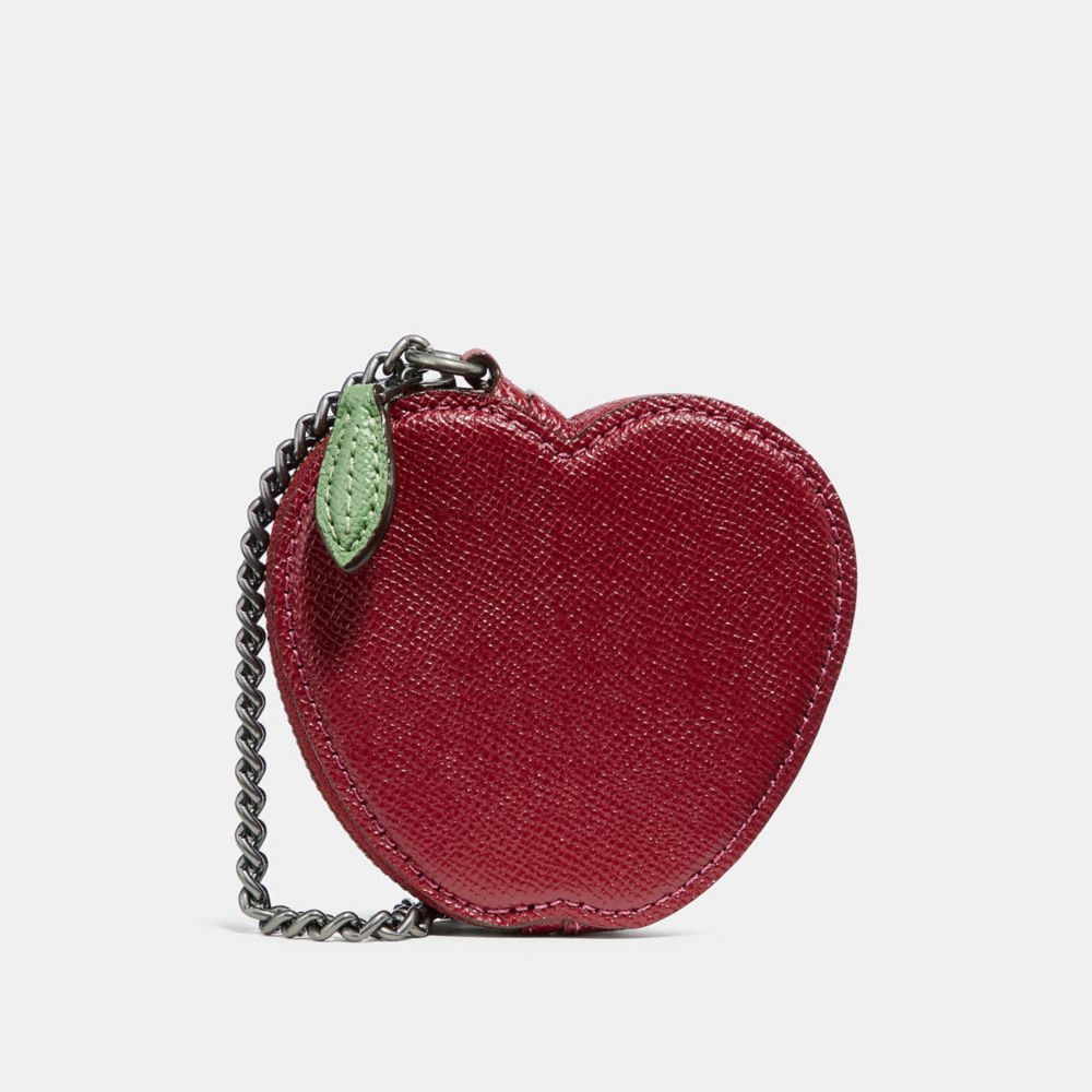 APPLE COIN CASE - COACH f31876 - RED MULTI/BLACK ANTIQUE NICKEL