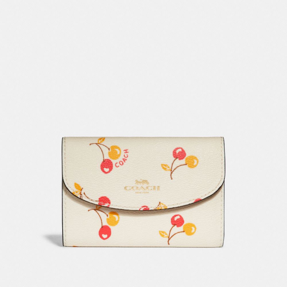 KEY CASE WITH CHERRY PRINT - CHALK MULTI/LIGHT GOLD - COACH F31905