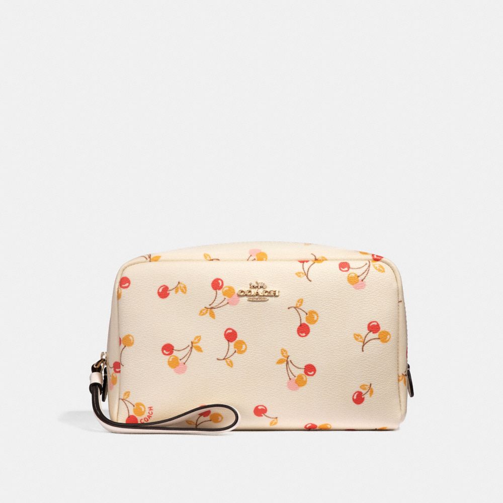 BOXY COSMETIC CASE 20 WITH CHERRY PRINT - CHALK MULTI/LIGHT GOLD - COACH F31909