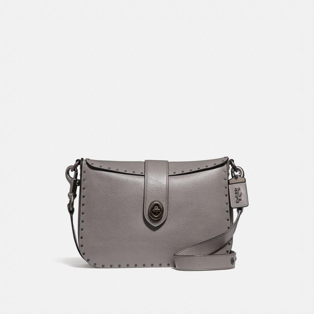 COACH F31929 PAGE 27 WITH RIVETS HEATHER-GREY/BLACK-COPPER