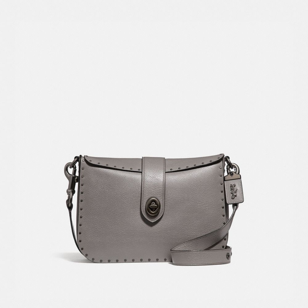 COACH PAGE 27 WITH RIVETS - HEATHER GREY/BLACK COPPER - F31929