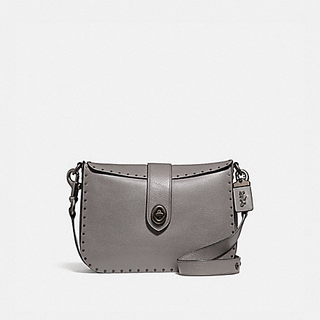 COACH PAGE 27 WITH RIVETS - HEATHER GREY/BLACK COPPER - F31929
