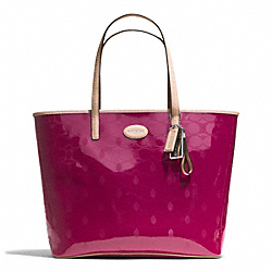 COACH METRO EMBOSSED LEATHER TOTE - SILVER/CRANBERRY - F31944