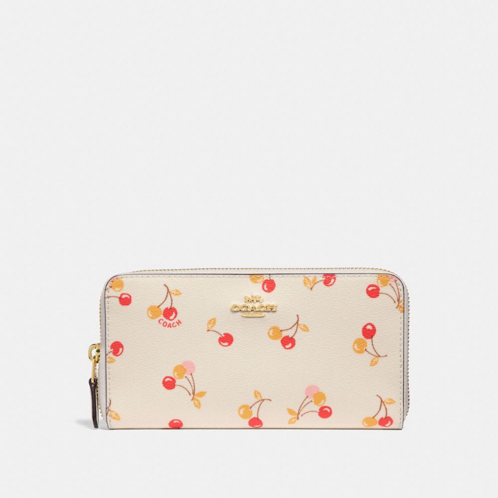 ACCORDION ZIP WALLET WITH CHERRY PRINT - COACH f31947 - CHALK MULTI/light gold