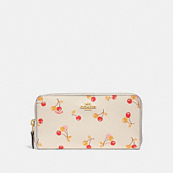 COACH F31947 Accordion Zip Wallet With Cherry Print CHALK MULTI/LIGHT GOLD