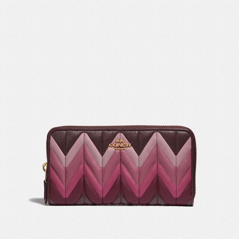 COACH F31954 - ACCORDION ZIP WALLET WITH OMBRE QUILTING OXBLOOD MULTI/LIGHT GOLD