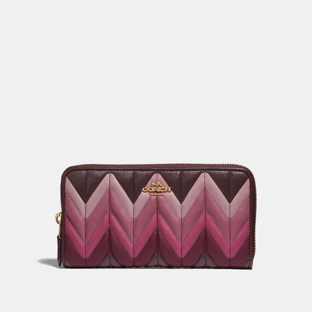 COACH F31954 Accordion Zip Wallet With Ombre Quilting OXBLOOD MULTI/LIGHT GOLD