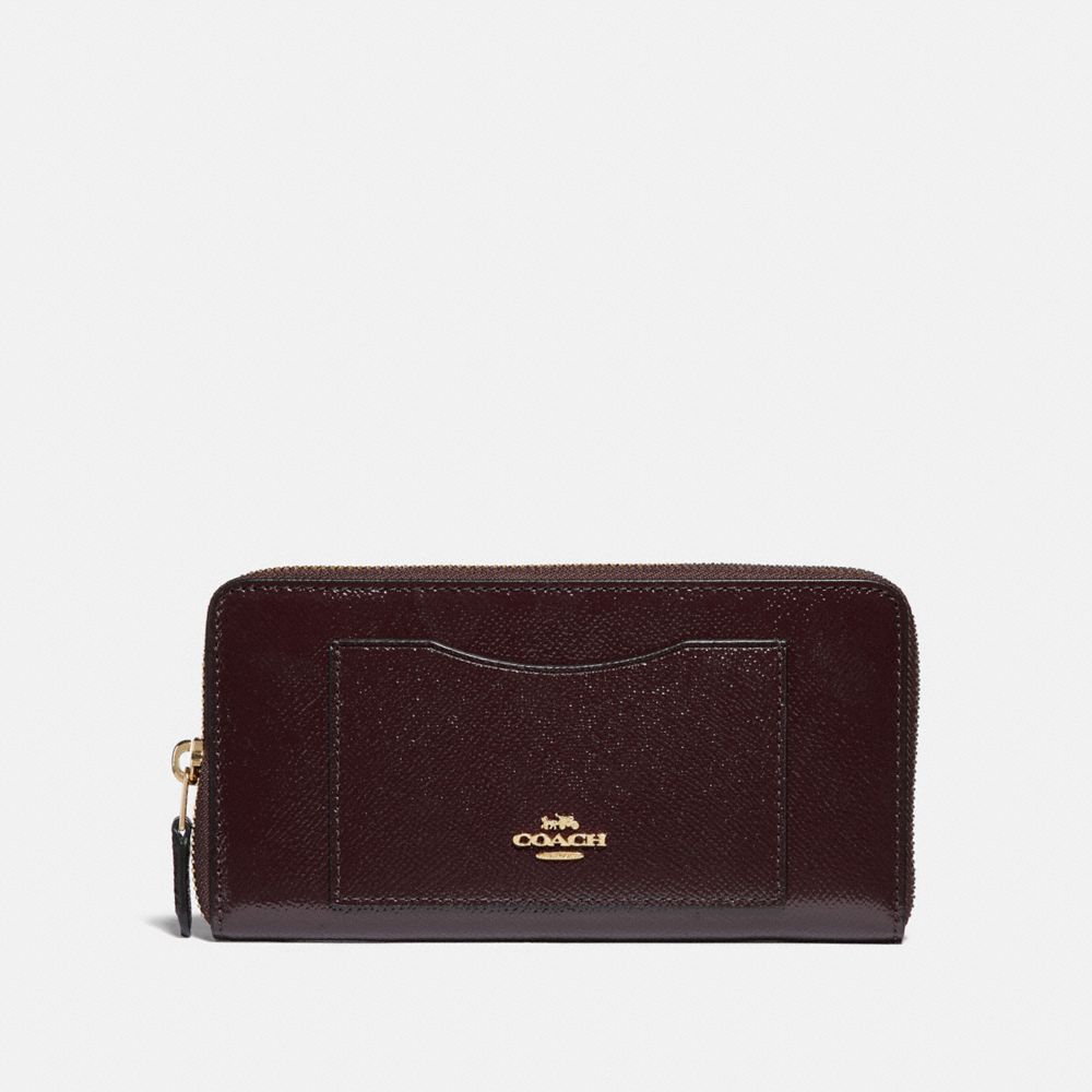 COACH F31959 - ACCORDION ZIP WALLET OXBLOOD 1/LIGHT GOLD