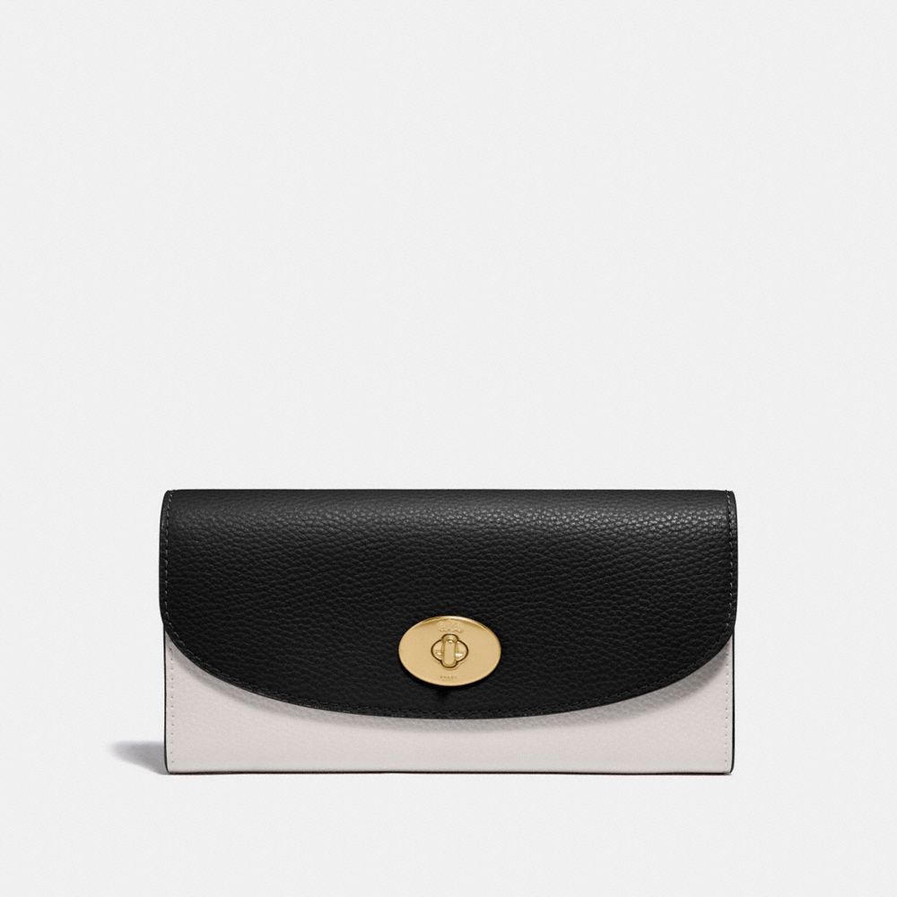 COACH SLIM ENVELOPE WALLET IN COLORBLOCK - CHALK/BLACK MULTI/LIGHT GOLD - F31967