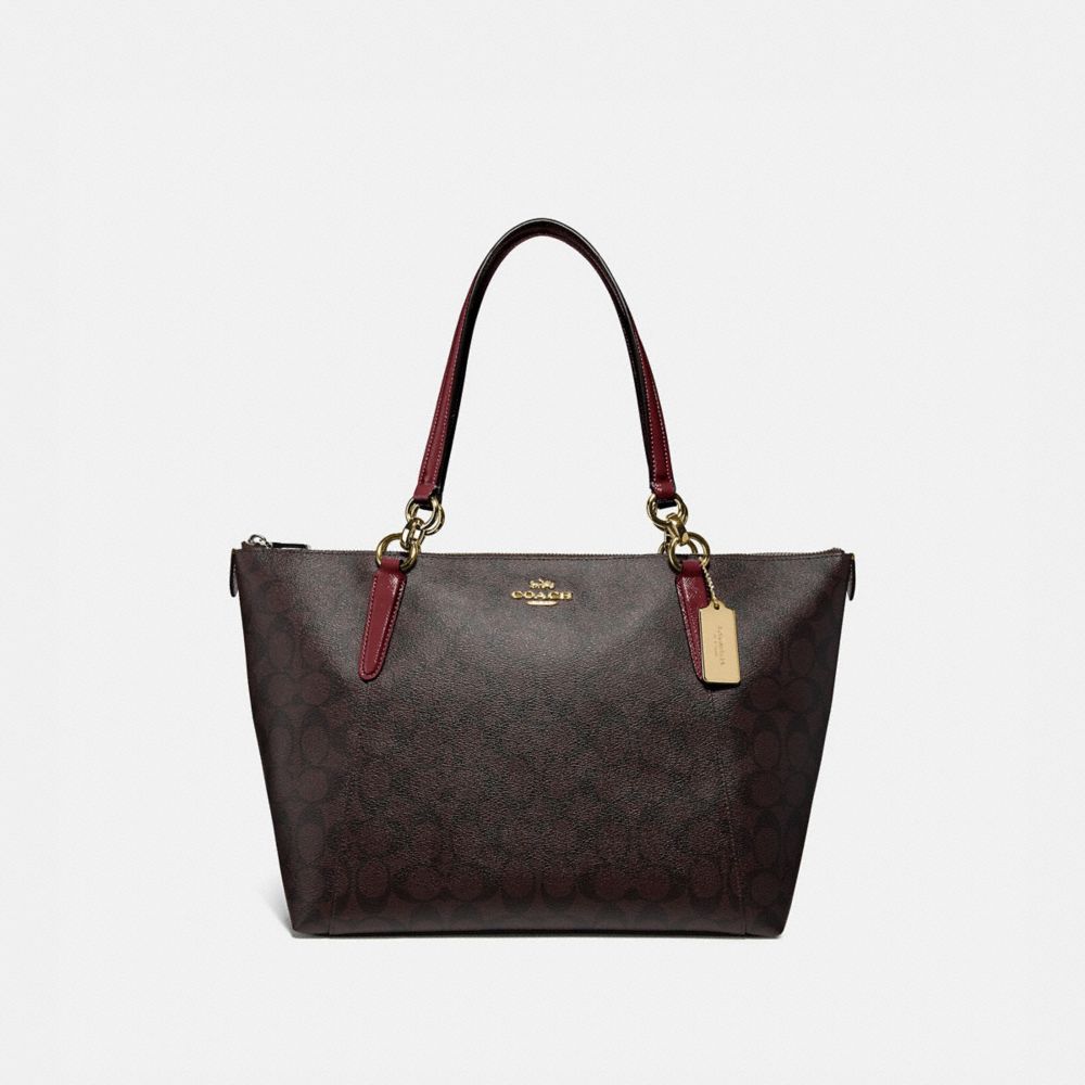 COACH F31976 AVA TOTE IN SIGNATURE CANVAS IM/BROWN/WINE