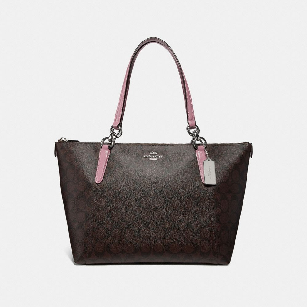 COACH F31976 - AVA TOTE IN SIGNATURE CANVAS BROWN/DUSTY ROSE/SILVER