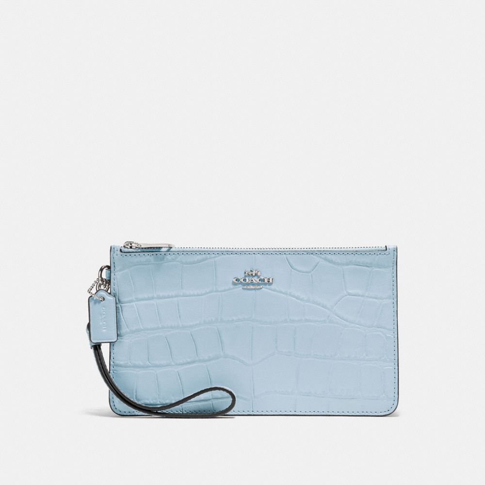 COACH f31996 CROSBY CLUTCH SILVER/PALE BLUE