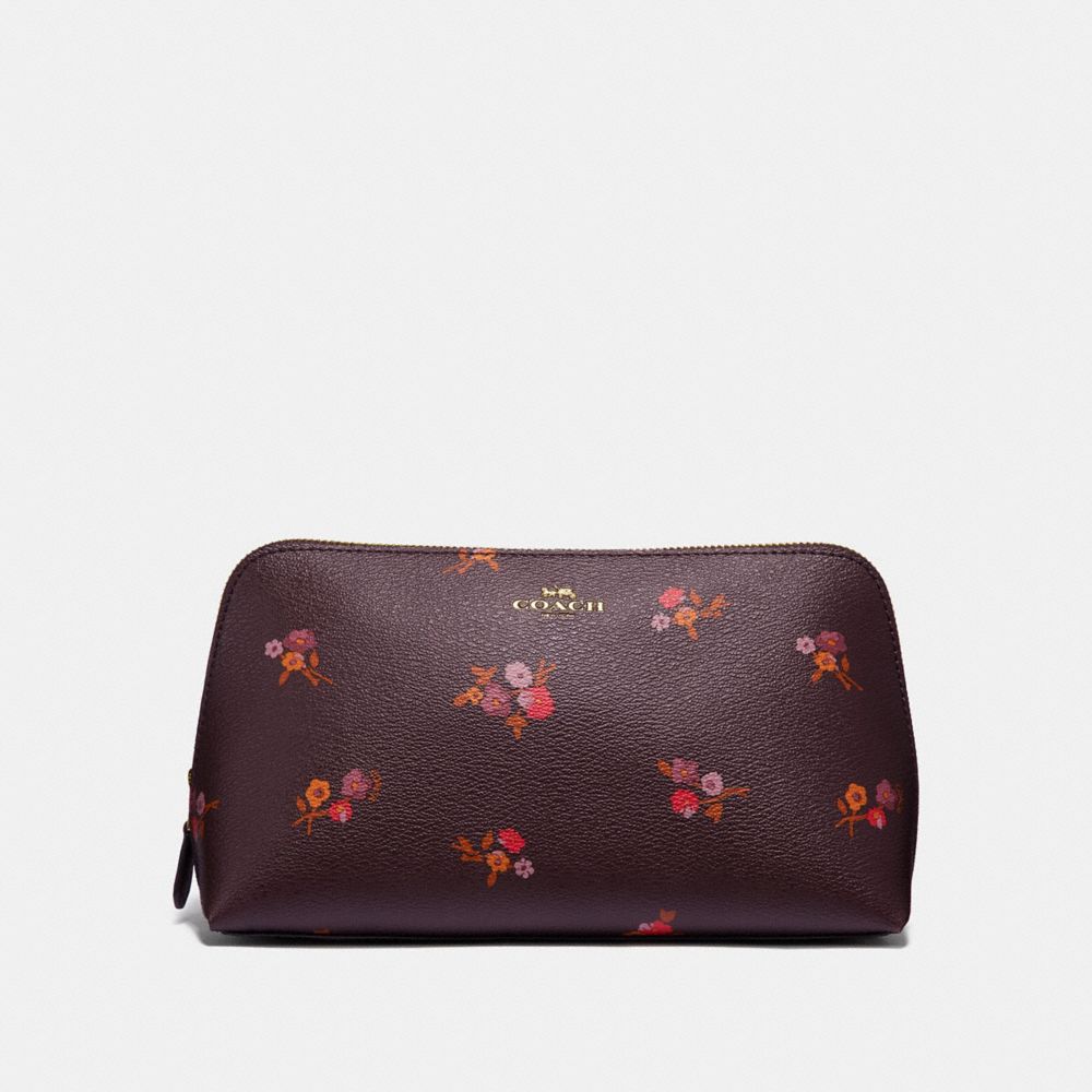 COACH COSMETIC CASE 22 WITH BABY BOUQUET PRINT - OXBLOOD MULTI/LIGHT GOLD - F32000