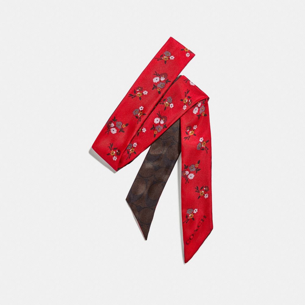 COACH F32030 Baby Bouquet Print Skinny Scarf BRIGHT RED