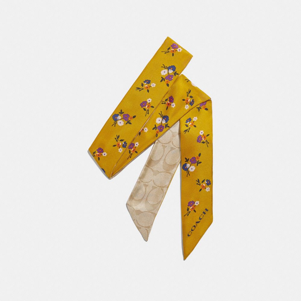 COACH f32030 BABY BOUQUET PRINT SKINNY SCARF YELLOW