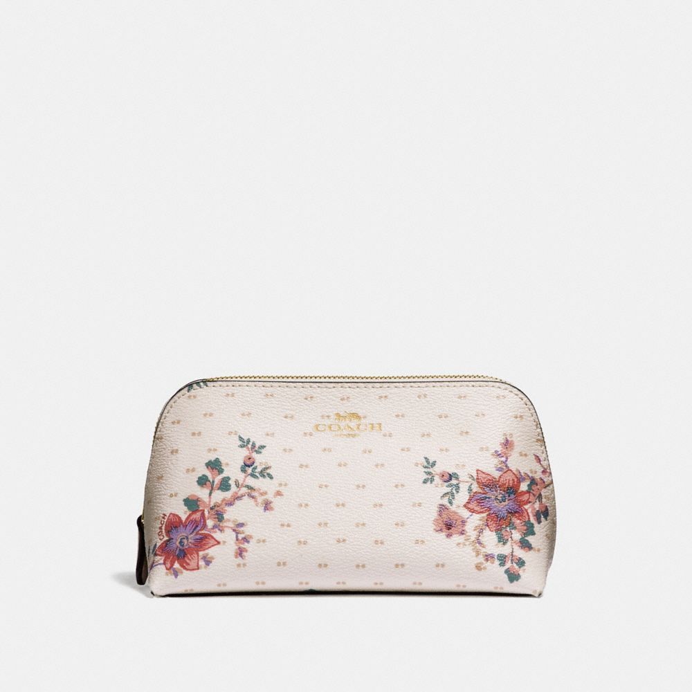 COACH F32067 COSMETIC CASE 17 WITH MINI MAGNOLIA BOUQUET PRINT CHALK-MULTI/LIGHT-GOLD