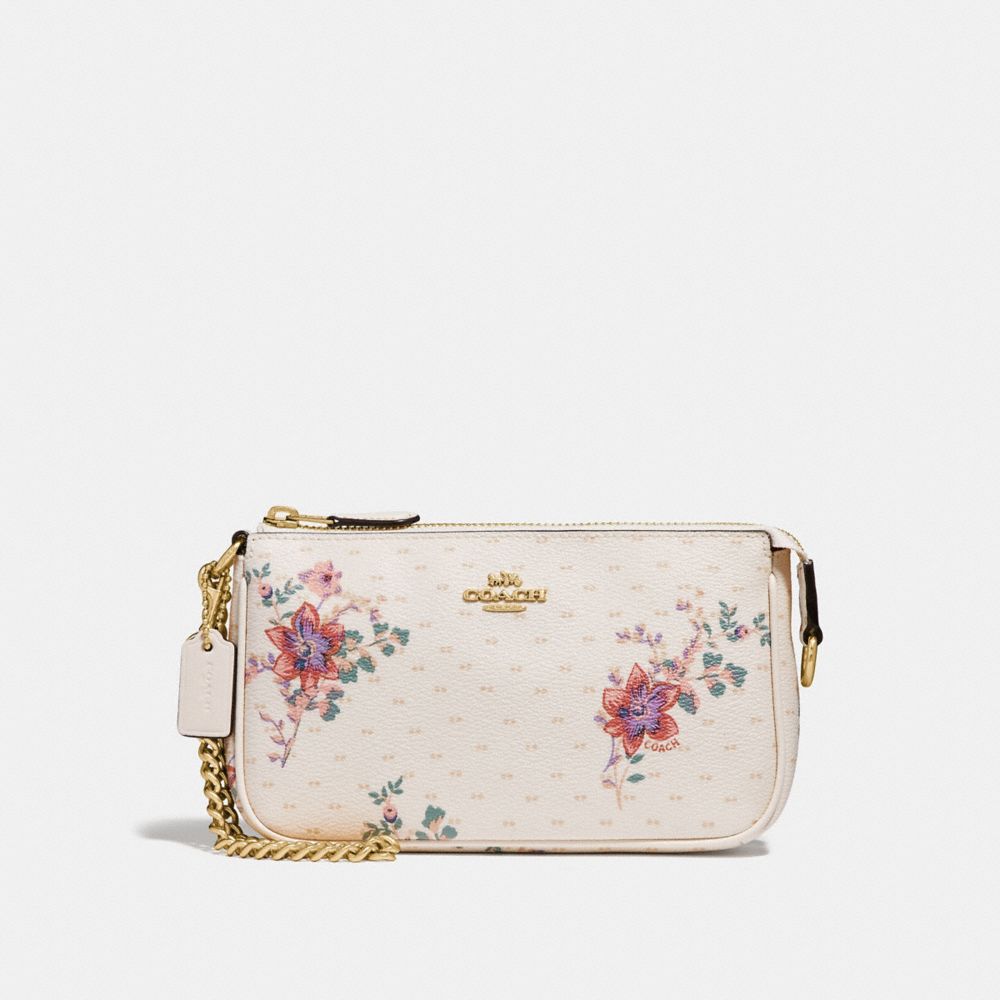 COACH F32069 LARGE WRISTLET 19 WITH MINI MAGNOLIA BOUQUET PRINT CHALK MULTI/LIGHT GOLD