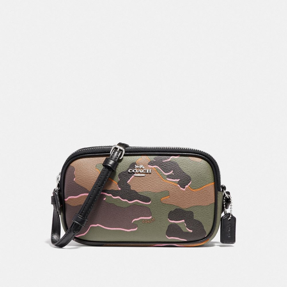 CROSSBODY POUCH WITH WILD CAMO PRINT - GREEN MULTI/SILVER - COACH F32076