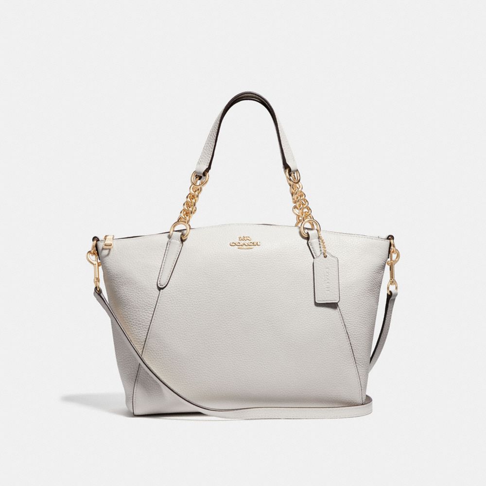 SMALL KELSEY CHAIN SATCHEL - F32157 - CHALK/LIGHT GOLD