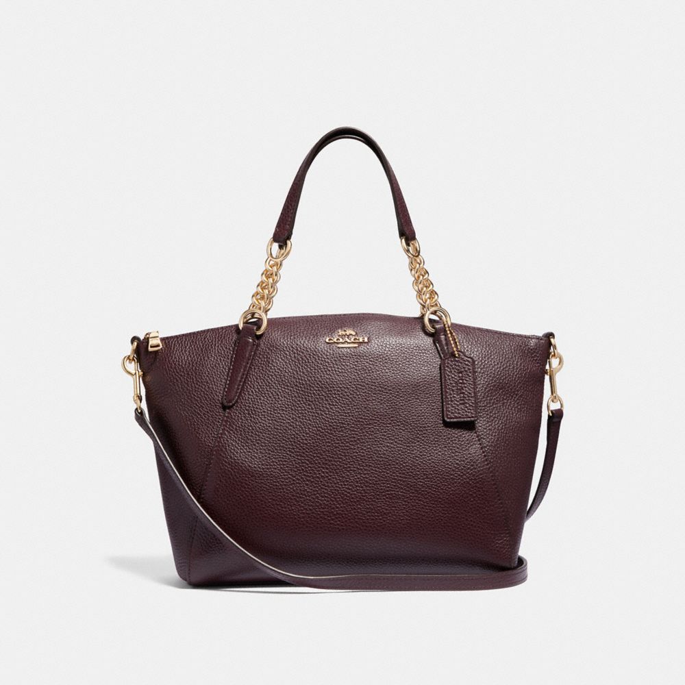 COACH F32157 Small Kelsey Chain Satchel OXBLOOD 1/LIGHT GOLD