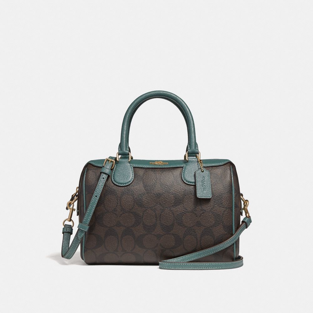 MINI BENNETT SATCHEL IN SIGNATURE CANVAS - BROWN/DARK TURQUOISE/LIGHT GOLD - COACH F32193