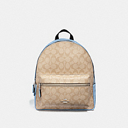 COACH F32200 Medium Charlie Backpack In Signature Canvas LT KHAKI/CORNFLOWER/SILVER