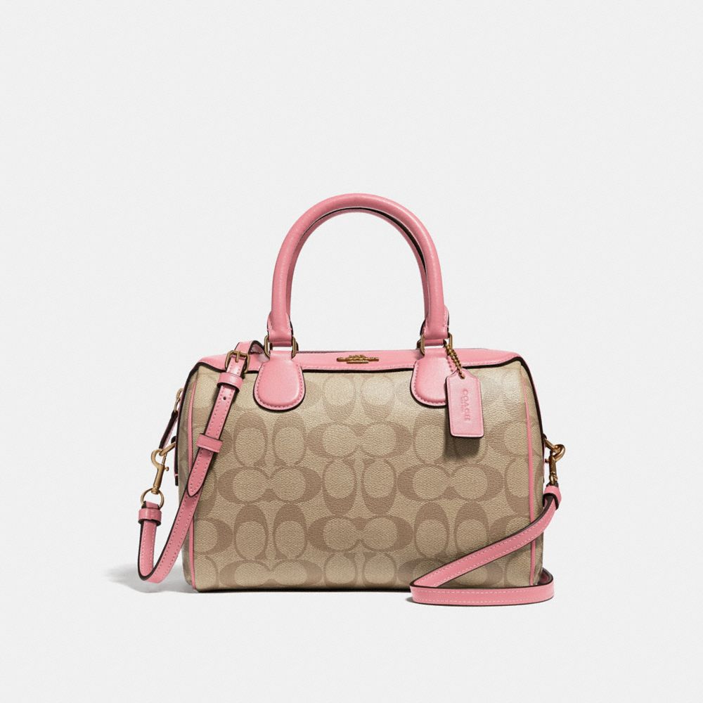 COACH MINI BENNETT SATCHEL IN SIGNATURE CANVAS - light khaki/peony/light gold - F32203