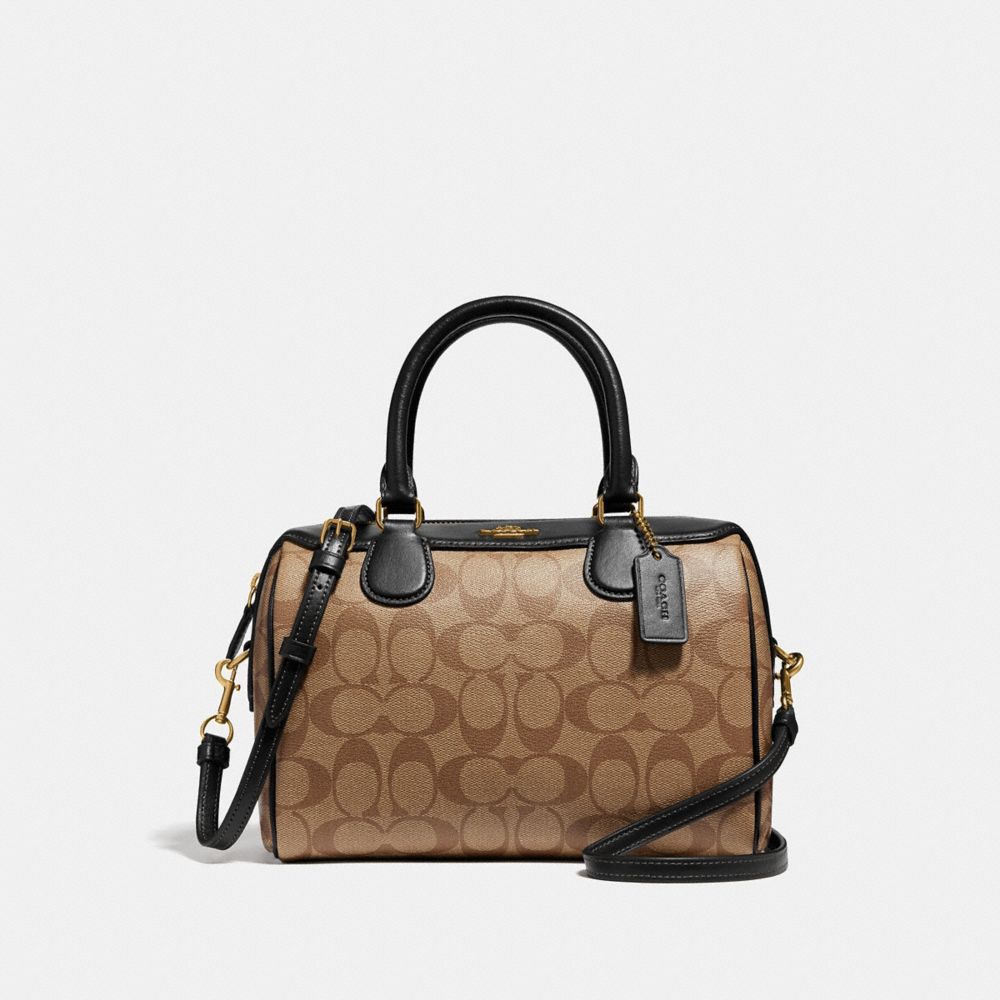 MINI BENNETT SATCHEL IN SIGNATURE CANVAS - KHAKI/BLACK/IMITATION GOLD - COACH F32203