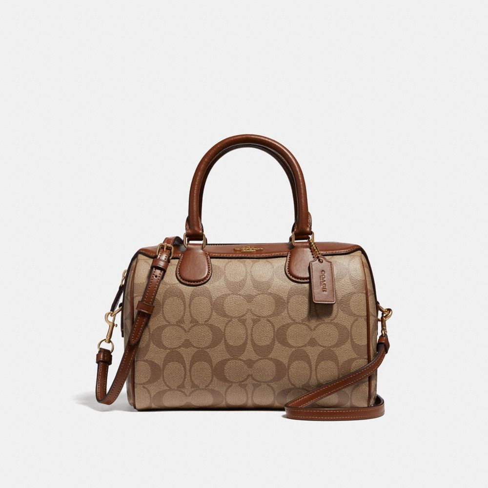 MINI BENNETT SATCHEL IN SIGNATURE CANVAS - KHAKI/SADDLE 2/LIGHT GOLD - COACH F32203