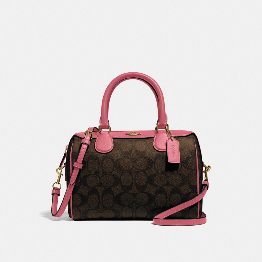 COACH F32203 MINI BENNETT SATCHEL IN SIGNATURE CANVAS BROWN/STRAWBERRY/IMITATION-GOLD