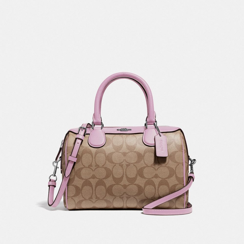 COACH MINI BENNETT SATCHEL IN SIGNATURE CANVAS - KHAKI/LILAC/SILVER - F32203