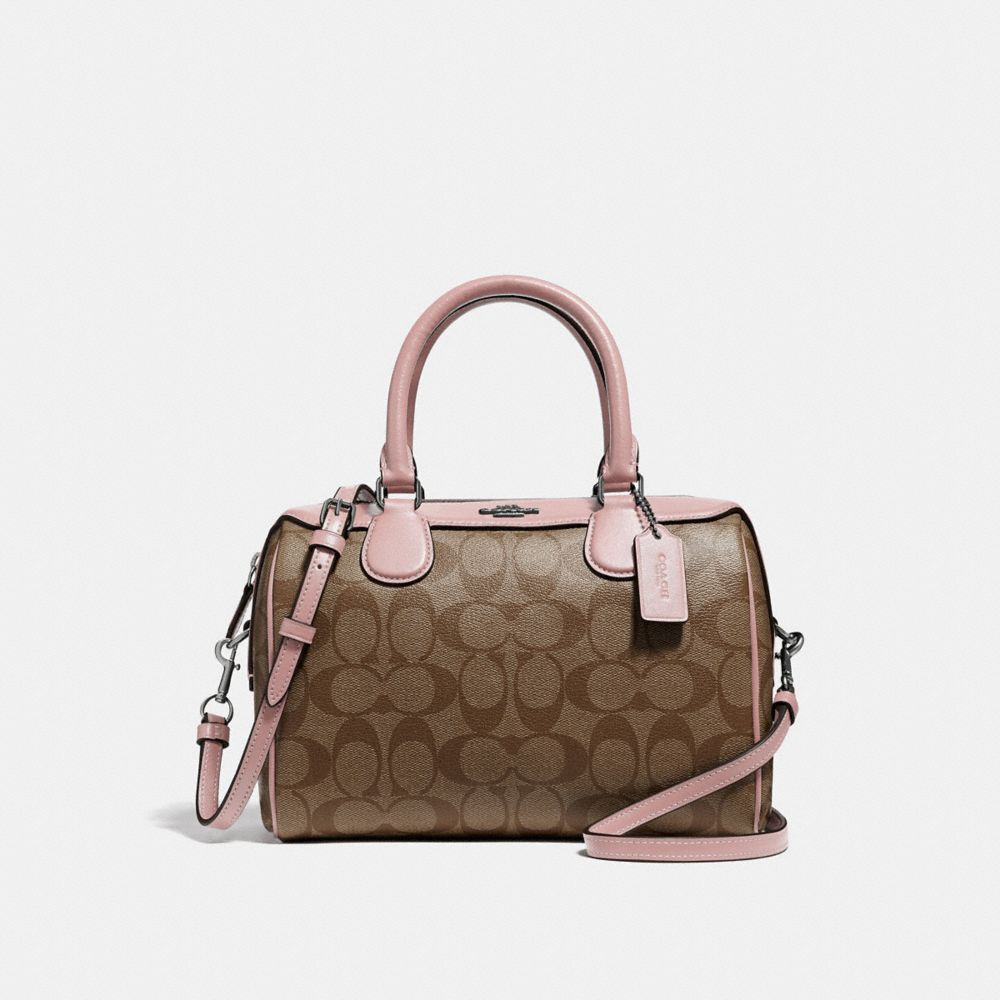 COACH MINI BENNETT SATCHEL IN SIGNATURE CANVAS - KHAKI/PETAL/SILVER - F32203