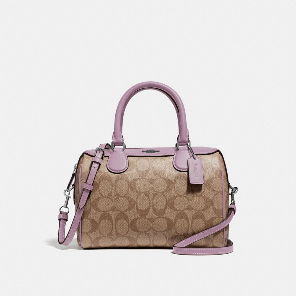 COACH F32203 Mini Bennett Satchel In Signature Canvas KHAKI/JASMINE/SILVER