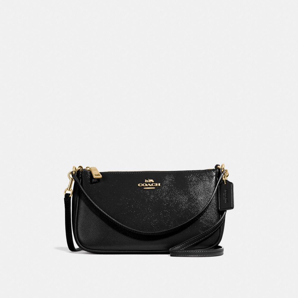 COACH TOP HANDLE POUCH - BLACK/light gold - F32211