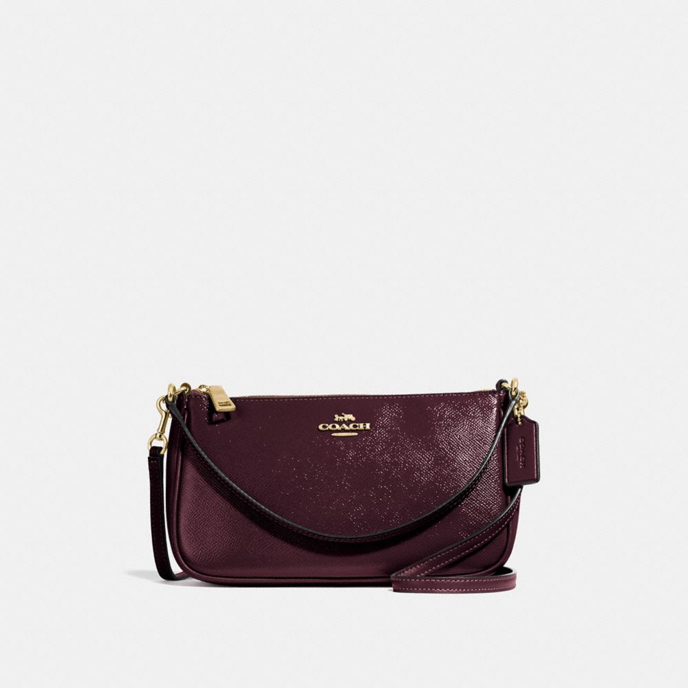 COACH TOP HANDLE POUCH - oxblood 1/light gold - f32211