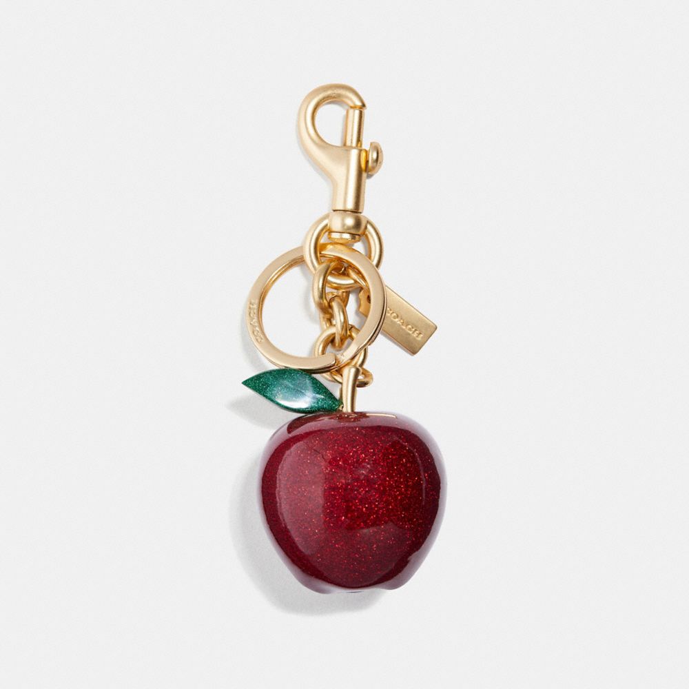 APPLE BAG CHARM - COACH f32214 - RED/GOLD