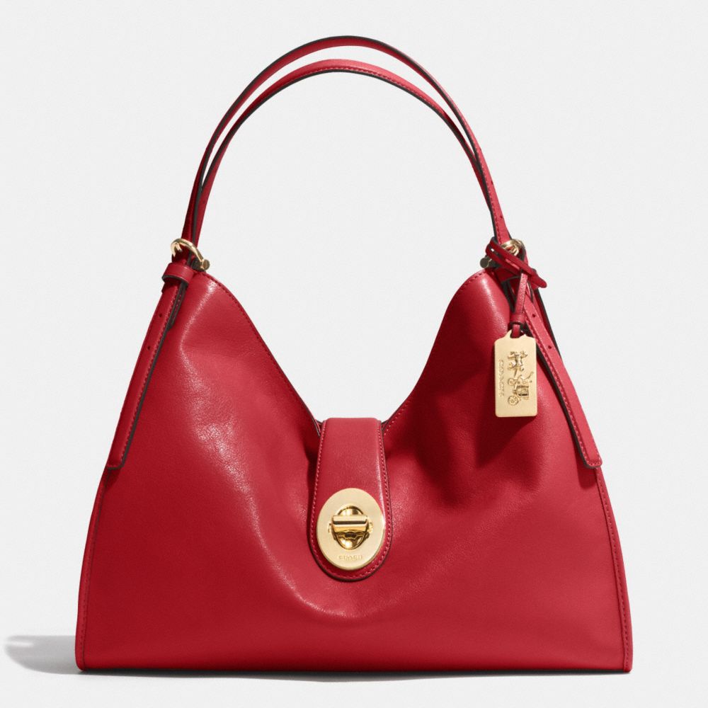 COACH MADISON CARLYLE SHOULDER BAG IN LEATHER - LIGHT GOLD/RED CURRANT - F32221
