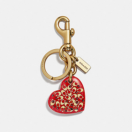 COACH f32230 SIGNATURE HEART BAG CHARM BRIGHT RED/GOLD
