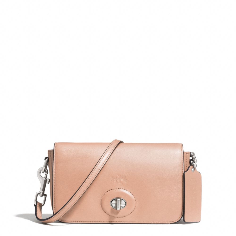 BLEECKER LEATHER PENNY CROSSBODY - f32261 - SILVER/ROSE PETAL