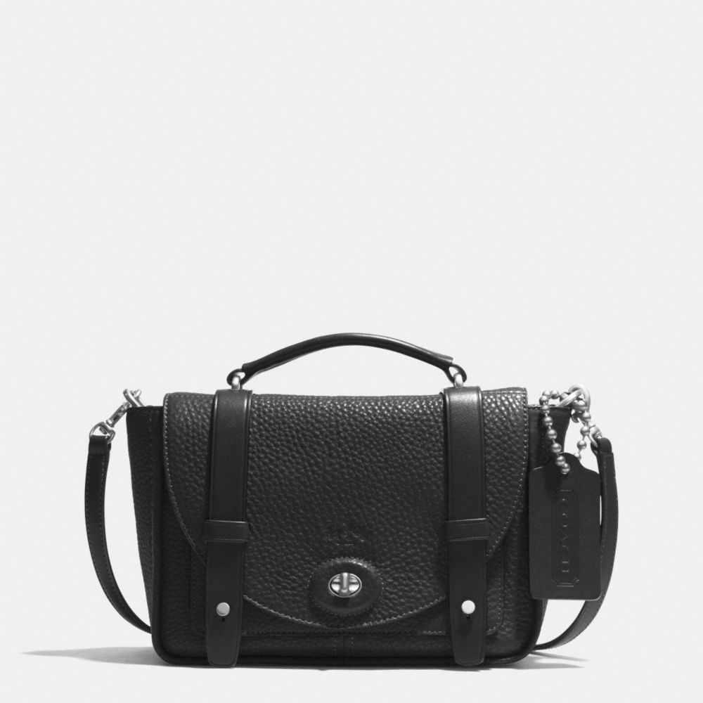 BLEECKER MINI BROOKLYN MESSENGER BAG IN PEBBLE LEATHER - SILVER/BLACK - COACH F32262